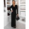 Černé společenské dlouhé šaty OLIVINE (Veľkosť ONESIZE)