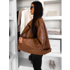 Hnědá koženková oversize biker bunda DRAVINO (Veľkosť ONESIZE)