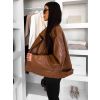 Hnědá koženková oversize biker bunda DRAVINO (Veľkosť ONESIZE)