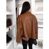 Hnědá koženková oversize biker bunda DRAVINO (Veľkosť ONESIZE)