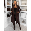 Hnedý dlhý elegantný kabát CAMNIRA s opaskom