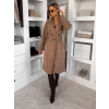 Hnedý elegantný dlhý kabát CLERINE