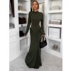 Khaki společenské dlouhé šaty EVANIE s průstřihy (Veľkosť ONESIZE)