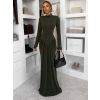 Khaki společenské dlouhé šaty EVANIE s průstřihy (Veľkosť ONESIZE)