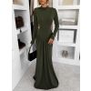 Khaki společenské dlouhé šaty EVANIE s průstřihy (Veľkosť ONESIZE)