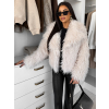 Krémový kožušinový faux fur krátky kabátik FURLA
