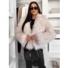 Krémový kožušinový faux fur krátky kabátik FURLA