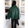 Smaragdová koženková biker oversize bunda DRAVINO (Veľkosť ONESIZE)