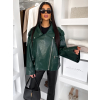 Smaragdová koženková biker oversize bunda DRAVINO