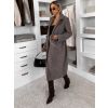 Šedý dlouhý elegantní kabát CAMNIRA s páskem (Veľkosť ONESIZE)