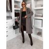 Šedý dlouhý elegantní kabát CAMNIRA s páskem (Veľkosť ONESIZE)