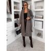 Šedý dlouhý elegantní kabát CAMNIRA s páskem (Veľkosť ONESIZE)