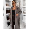 Šedý dlouhý elegantní kabát CAMNIRA s páskem (Veľkosť ONESIZE)