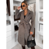 Šedý dlhý elegantný kabát CAMNIRA s opaskom
