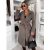 Šedý dlouhý elegantní kabát CAMNIRA s páskem (Veľkosť ONESIZE)