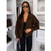 Tmavě hnědá semišová bunda SINORRA (Veľkosť ONESIZE)