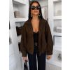 Tmavě hnědá semišová bunda SINORRA (Veľkosť ONESIZE)