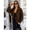 Tmavě hnědá semišová bunda SINORRA (Veľkosť ONESIZE)