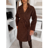 Tmavě hnědý elegantní dlouhý kabát CLERINE (Veľkosť ONESIZE)