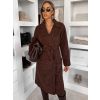 Tmavě hnědý elegantní dlouhý kabát CLERINE (Veľkosť ONESIZE)