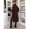 Tmavě hnědý elegantní dlouhý kabát CLERINE (Veľkosť ONESIZE)