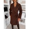 Tmavě hnědý elegantní dlouhý kabát CLERINE (Veľkosť ONESIZE)