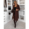 Tmavo hnedý elegantný dlhý kabát CLERINE