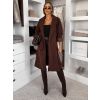 Tmavě hnědý elegantní dlouhý kabát CLERINE (Veľkosť ONESIZE)