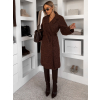 Tmavo hnedý elegantný dlhý kabát CLERINE