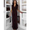 Tmavě hnědý elegantní společenský dlouhý overal DULEMAR (Veľkosť ONESIZE)