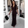 Tmavě hnědý elegantní společenský dlouhý overal DULEMAR (Veľkosť ONESIZE)