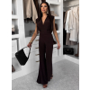 Tmavo hnedý elegantný spoločenský dlhý overal DULEMAR