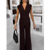 Tmavě hnědý elegantní společenský dlouhý overal DULEMAR (Veľkosť ONESIZE)