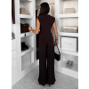 Tmavo hnedý elegantný spoločenský dlhý overal DULEMAR