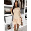 Béžové elegantní svetrové šaty NESTY (Veľkosť M/L)