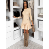 Béžové elegantné svetrové šaty NESTY