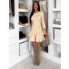 Béžové elegantní svetrové šaty NESTY (Veľkosť M/L)