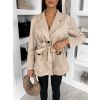 Béžový semišový kabátek VYNADRA (Veľkosť ONESIZE)