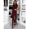 Bordó společenské dlouhé elastické šaty LABUA (Veľkosť ONESIZE)