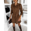 Hnedé košeľové semišové šaty TEXIVOA