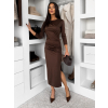 Hnedé spoločenské midi šaty NUREILA s rázporkom