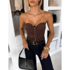 Hnedý korzetový top ZELTRIK bez ramienok