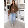 Hnedý kožušinový vlnitý faux fur kabátik FURLA