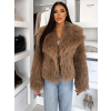 Hnedý kožušinový vlnitý faux fur kabátik FURLA