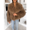 Hnedý kožušinový vlnitý faux fur kabátik FURLA