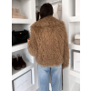 Hnedý kožušinový vlnitý faux fur kabátik FURLA