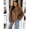 Hnedý kožušinový vlnitý faux fur kabátik FURLA