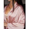 Starorůžový saténový krátký župánek RIALA s dlouhým rukávem (Veľkosť ONESIZE)