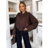 Tmavo hnedá semišová moderná bunda KUSTIRA