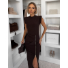Tmavo hnedé dlhé elastické šaty LABUA